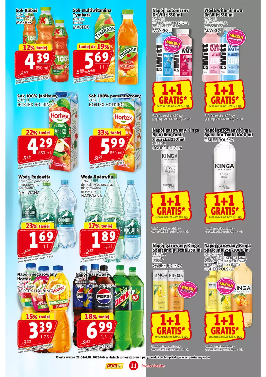 Gazetka promocyjna Prim Market - ważna 29.01 do 04.02.2026 - strona 11 - produkty: Clin, Cynk, Gin, Gra, Kubuś, Liczi, Napój, Por, Sok, Tymbark, Woda