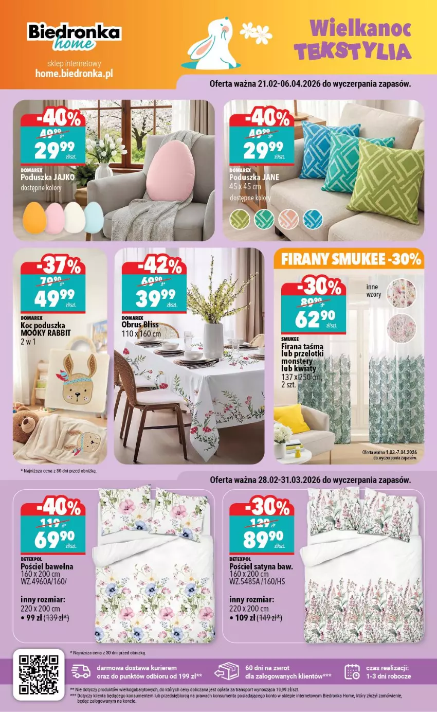Gazetka promocyjna Biedronka - Home - ważna 28.02 do 07.03.2026 - strona 2 - produkty: Firana, Koc, Poduszka, Por, Pościel, Sati, Sport, Tran, Wełna