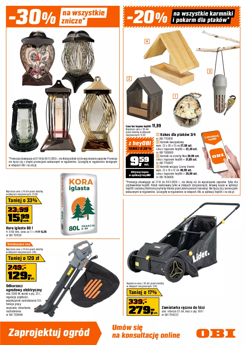 Gazetka promocyjna Obi - Gazetka OBI - ważna 21.10 do 09.11.2026 - strona 11 - produkty: Bell, Bella, Dywan, Kokos, Kosz, Odkurzacz, Ogród, Rura, Tarka, Tarta, Teleskop, Tran, Wycieraczka, Znicz