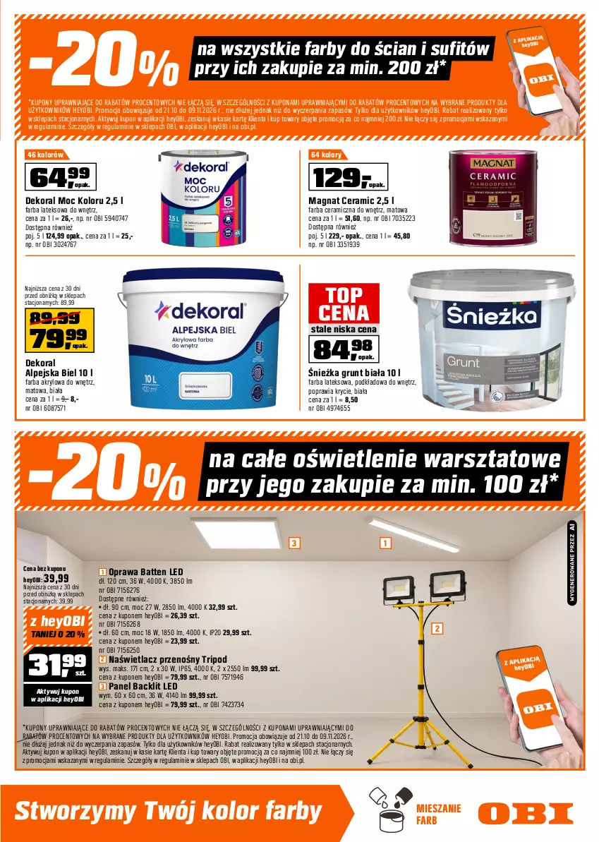 Gazetka promocyjna Obi - Gazetka OBI - ważna 21.10 do 09.11.2026 - strona 3 - produkty: Bateria, Bateria kuchenna, Dekoral, Fa, Farba akrylowa, Farba ceramiczna, Farba lateksowa, Grunt, Kuchnia, Magnat Ceramic, Monte, Naświetlacz, Panel ścienny, Podkład, Por, Sok, Top