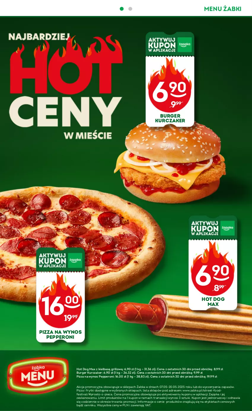 Gazetka promocyjna Żabka - ważna 07.05 do 20.05.2025 - strona 2 - produkty: Burger, Dres, Frytki, Grill, Hot dog, Kurczak, Piec, Pizza, Rama, Tran