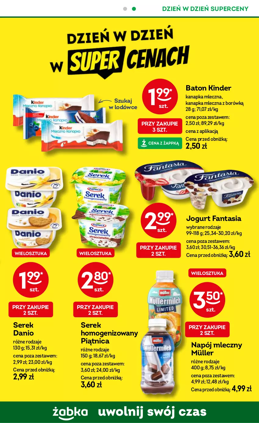 Gazetka promocyjna Żabka - ważna 07.05 do 20.05.2025 - strona 61 - produkty: Baton, Danio, Fa, Fanta, Jogurt, Kinder, Müller, Napój, Napój mleczny, Piątnica, Ser, Serek, Serek homogenizowany