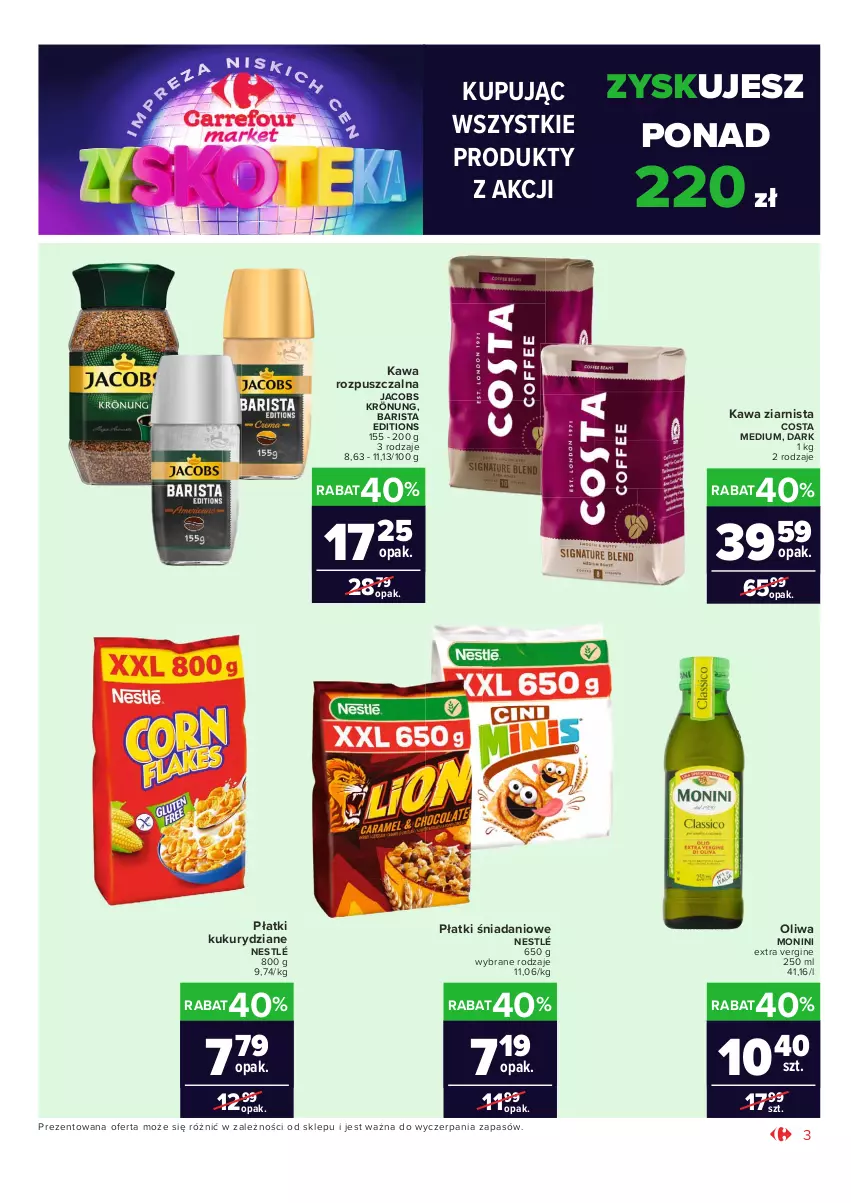 Gazetka promocyjna Carrefour - Gazetka Market Zyskoteka - ważna 12.10 do 17.10.2021 - strona 3 - produkty: Danio, Gin, Jacobs, Jacobs Krönung, Kawa, Kawa rozpuszczalna, Kawa ziarnista, Monini, Nestlé