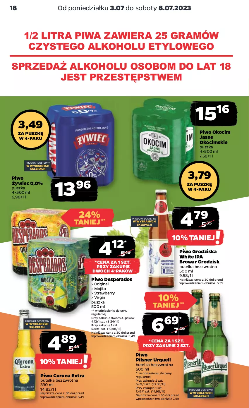 Gazetka promocyjna Netto - Artykuły spożywcze - ważna 03.07 do 08.07.2023 - strona 18 - produkty: Corona Extra, Desperados, Gin, Gra, Koc, Okocim, Pilsner Urquell, Piwa, Piwo