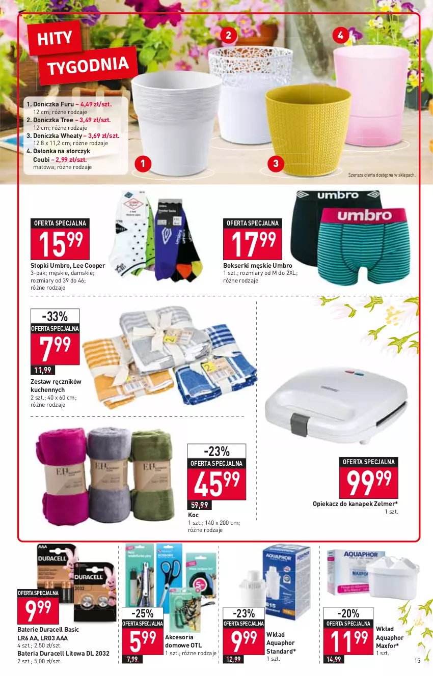 Gazetka promocyjna Stokrotka - Supermarket - ważna 24.03 do 30.03.2022 - strona 15 - produkty: Aquaphor, Bateria, Bokserki, Duracell, Koc, Opiekacz do kanapek, Osłonka, Ręcznik, Ser, Storczyk, Top, Zelmer