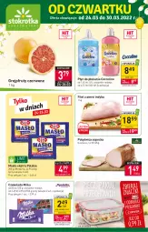 Gazetka promocyjna Stokrotka - Supermarket - Gazetka - ważna od 30.03 do 30.03.2022 - strona 1 - produkty: Piec, Polędwica, Coccolino, Pojemnik, Mlekovita, Filet z piersi indyka, Płyn do płukania, Czekolada, Masło, Milka, Grejpfrut, Mleko