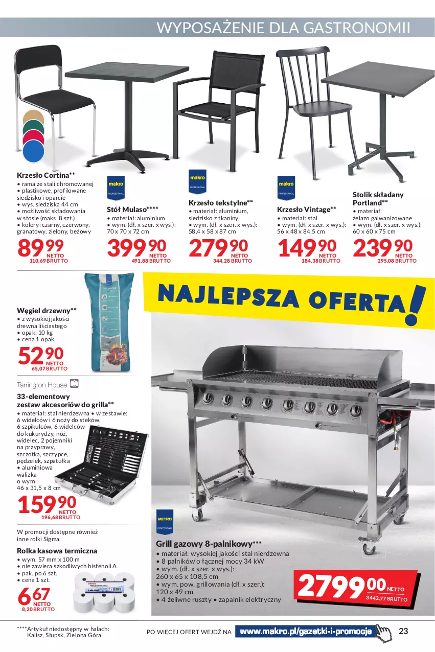 Gazetka promocyjna Makro - [Oferta promocyjna] Artykuły spożywcze i przemysłowe - ważna 14.06 do 27.06.2022 - strona 23 - produkty: Gra, Granat, Grill, Grill gazowy, Krzesło, Noż, Pojemnik, Por, Przyprawy, Rama, Rolka kasowa, Rolki, Siedzisko, Sok, Stek, Stół, Stolik, Szczotka, Szczypce, Szpatułka, Walizka, Węgiel drzewny, Widelec