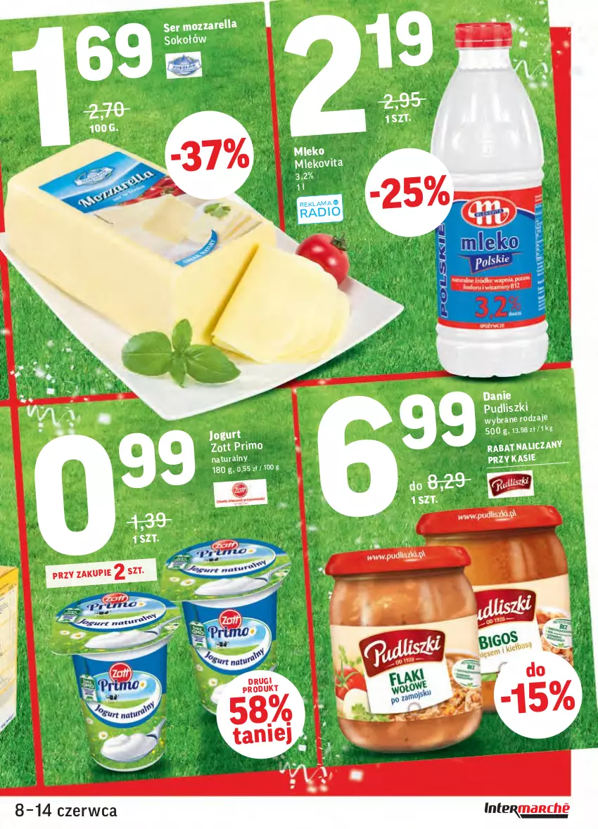 Gazetka promocyjna Intermarche - ważna 08.06 do 13.06.2021 - strona 5 - produkty: Jogurt, Mleko, Mlekovita, Mozzarella, Pudliszki, Ser, Sok, Zott, Zott Primo