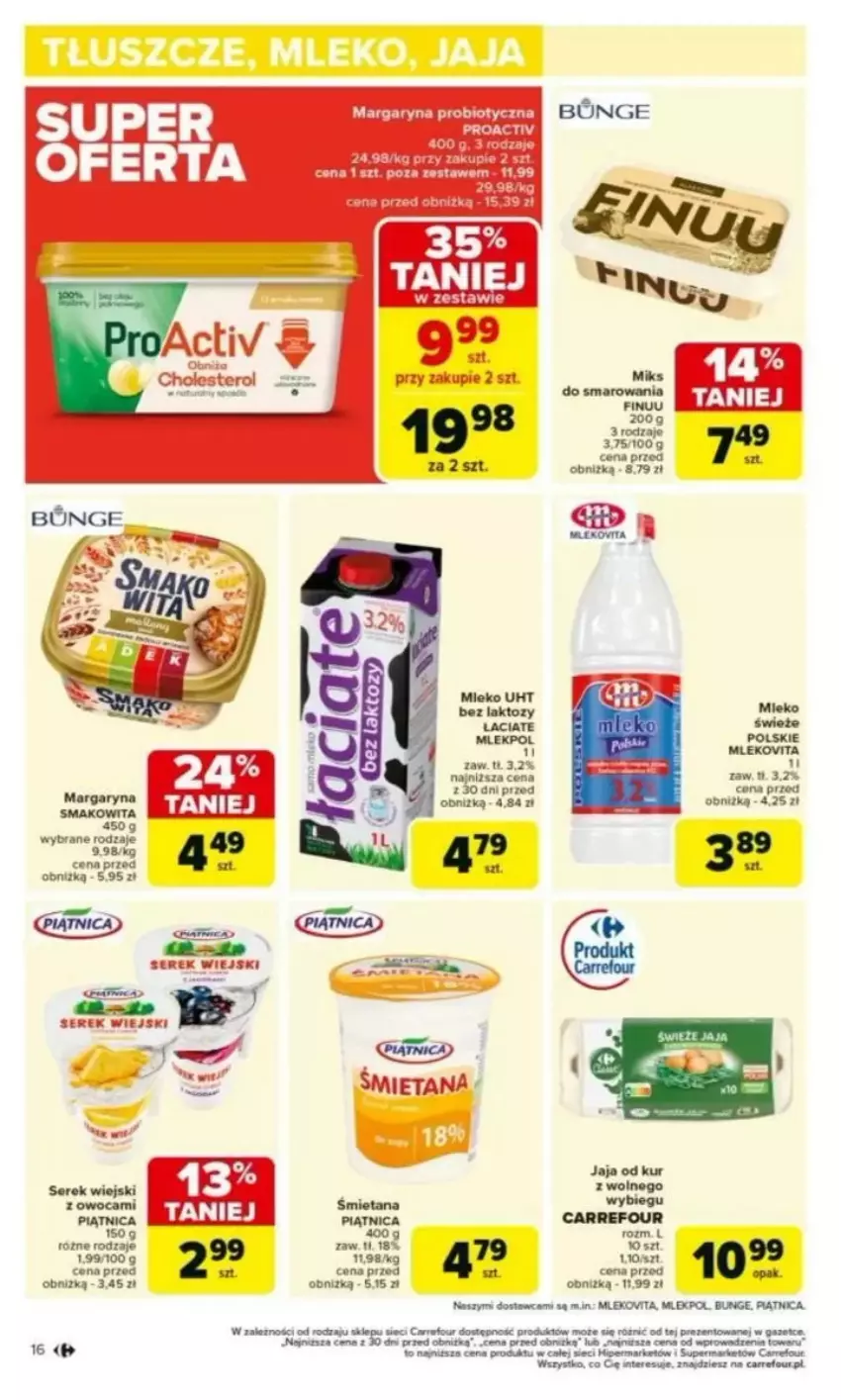 Gazetka promocyjna Carrefour - ważna 03.03 do 08.03.2025 - strona 10 - produkty: Fa, Finuu, HP, Jaja, Lion, Margaryna, Mleko, Piątnica, Ser, Serek, Serek wiejski, Smakowita