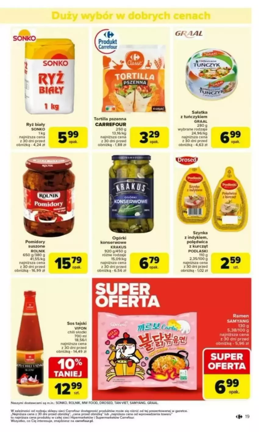 Gazetka promocyjna Carrefour - ważna 03.03 do 08.03.2025 - strona 14 - produkty: Fa, Gra, Graal, Krakus, Podlaski, Polędwica, Pomidory, Rolnik, Rum, Ryż, Ryż biały, Sałat, Sałatka, Ser, Sonko, Sos, Sos tajski