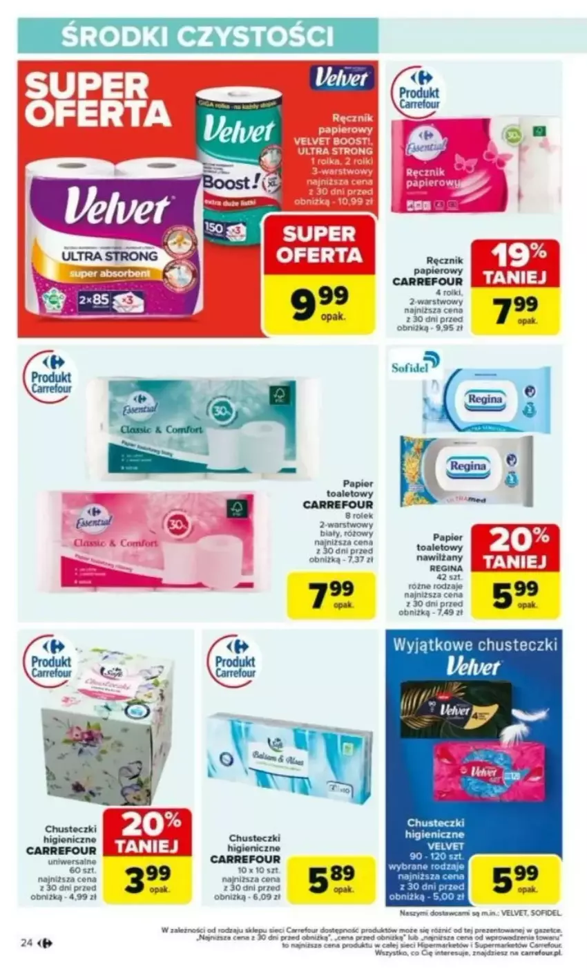 Gazetka promocyjna Carrefour - ważna 03.03 do 08.03.2025 - strona 19 - produkty: Acer, Chusteczki, Gin, Papier, Papier toaletowy, Por, Ręcznik, Sati, Velvet