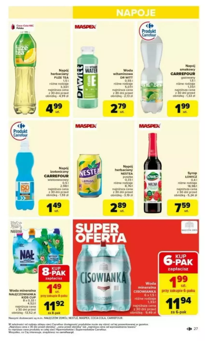 Gazetka promocyjna Carrefour - ważna 03.03 do 08.03.2025 - strona 22 - produkty: Cisowianka, Fa, Napój, Syrop, Woda, Woda mineralna