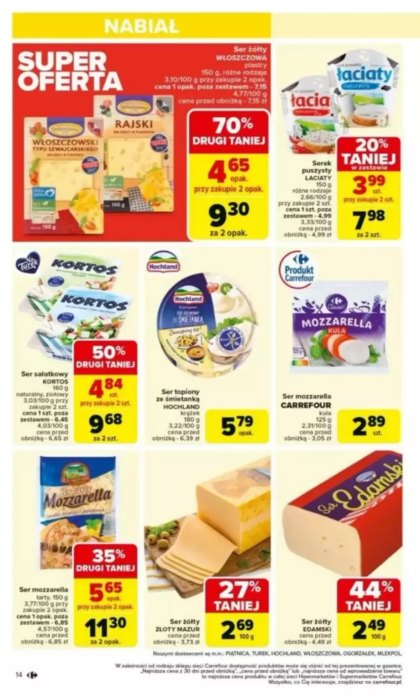 Gazetka promocyjna Carrefour - ważna 03.03 do 08.03.2025 - strona 8 - produkty: Edam, Hochland, HP, Koc, Mozzarella, Piątnica, Por, Ser, Ser topiony, Top