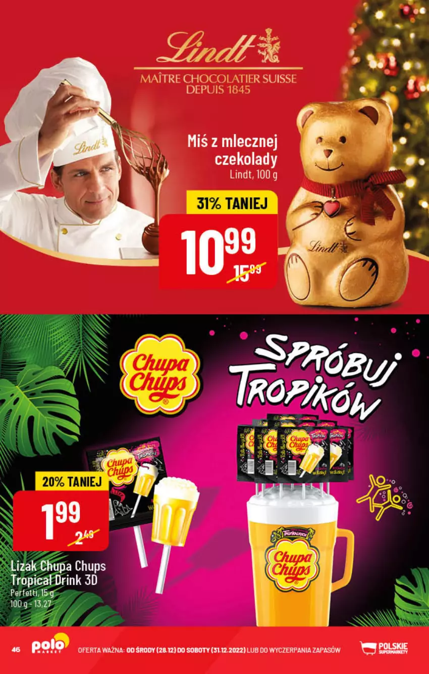 Gazetka promocyjna PoloMarket - Gazetka pomocyjna - ważna 28.12 do 31.12.2022 - strona 46 - produkty: Chupa Chups, Lindt