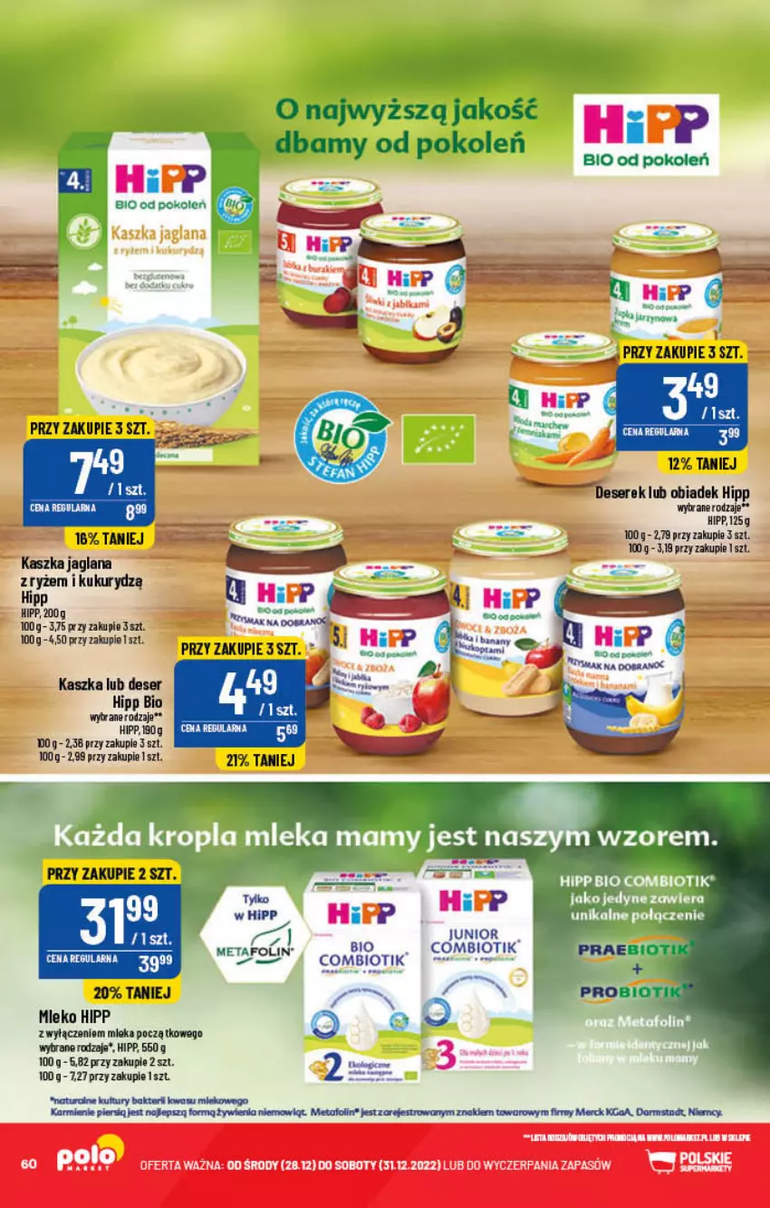 Gazetka promocyjna PoloMarket - Gazetka pomocyjna - ważna 28.12 do 31.12.2022 - strona 60 - produkty: Deser, HiPP, Hipp Bio, Karmi, LANA, Mleko, Ryż, Ser