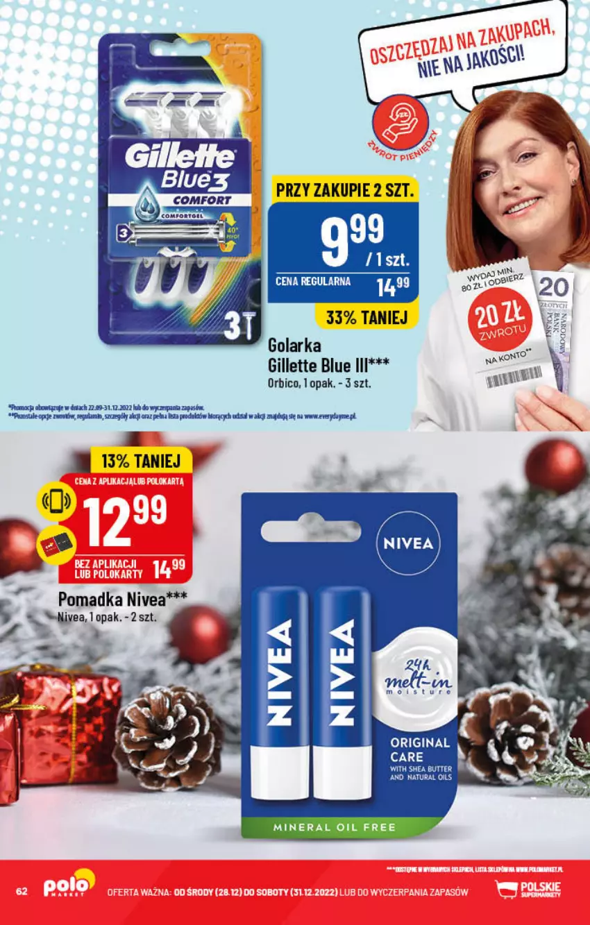 Gazetka promocyjna PoloMarket - Gazetka pomocyjna - ważna 28.12 do 31.12.2022 - strona 62 - produkty: BIC, Gillette, Golarka, Nivea