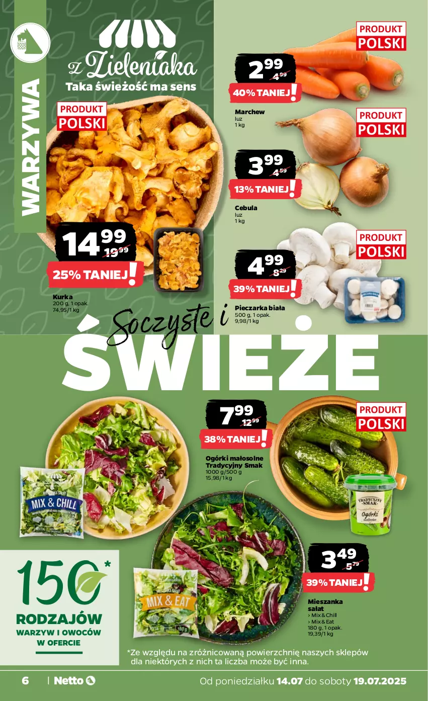 Gazetka promocyjna Netto - Od Poniedziałku - ważna 14.07 do 19.07.2025 - strona 6 - produkty: Cebula, Mieszanka sałat, Piec, Pieczarka, Sałat, Warzywa