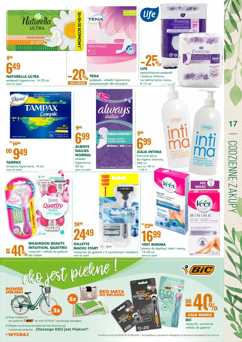 Gazetka promocyjna Super Pharm - Gazetka - ważna 20.05 do 06.06.2021 - strona 16 - produkty: Always, BIC, Bielizna, Gillette, Mach3, Majtki, Maszynka, Maszynka do golenia, Naturell, Naturella, Pax, Pieluchomajtki, Plastry do depilacji, Podpaski, Szynka, Tampax, Tampony, Veet, Wkładki, Ziaja