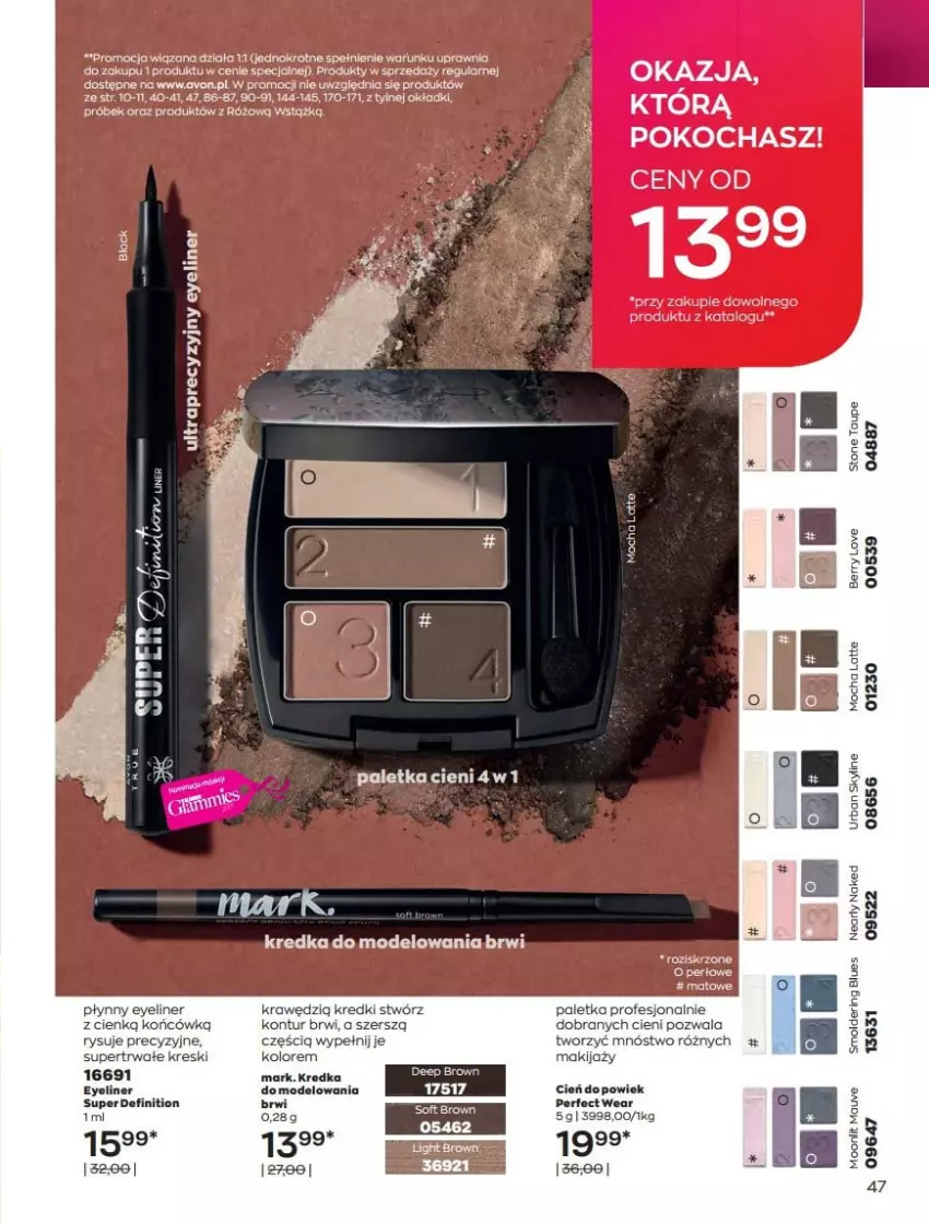 Gazetka promocyjna Avon - Katalog Avon 2/2022 kampania luty - ważna 01.02 do 28.02.2022 - strona 47 - produkty: Cień, Fa, Koc, Kredka, Makijaż, Paletka cieni