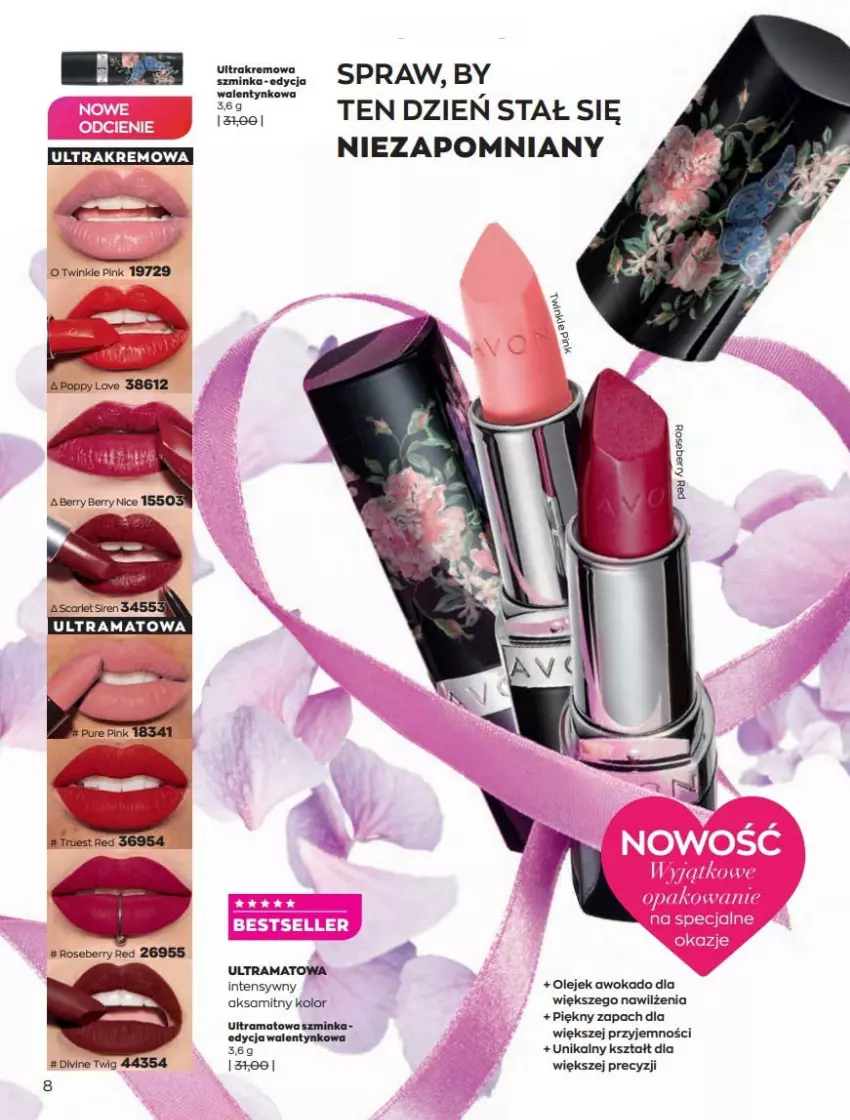 Gazetka promocyjna Avon - Katalog Avon 2/2022 kampania luty - ważna 01.02 do 28.02.2022 - strona 8 - produkty: Aksam, Divine, Inka, Olej, Rama, Szminka