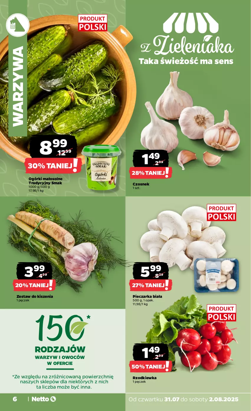 Gazetka promocyjna Netto - Od Czwartku - ważna 31.07 do 02.08.2025 - strona 6 - produkty: Czosnek, Piec, Pieczarka, Rzodkiewka, Warzywa