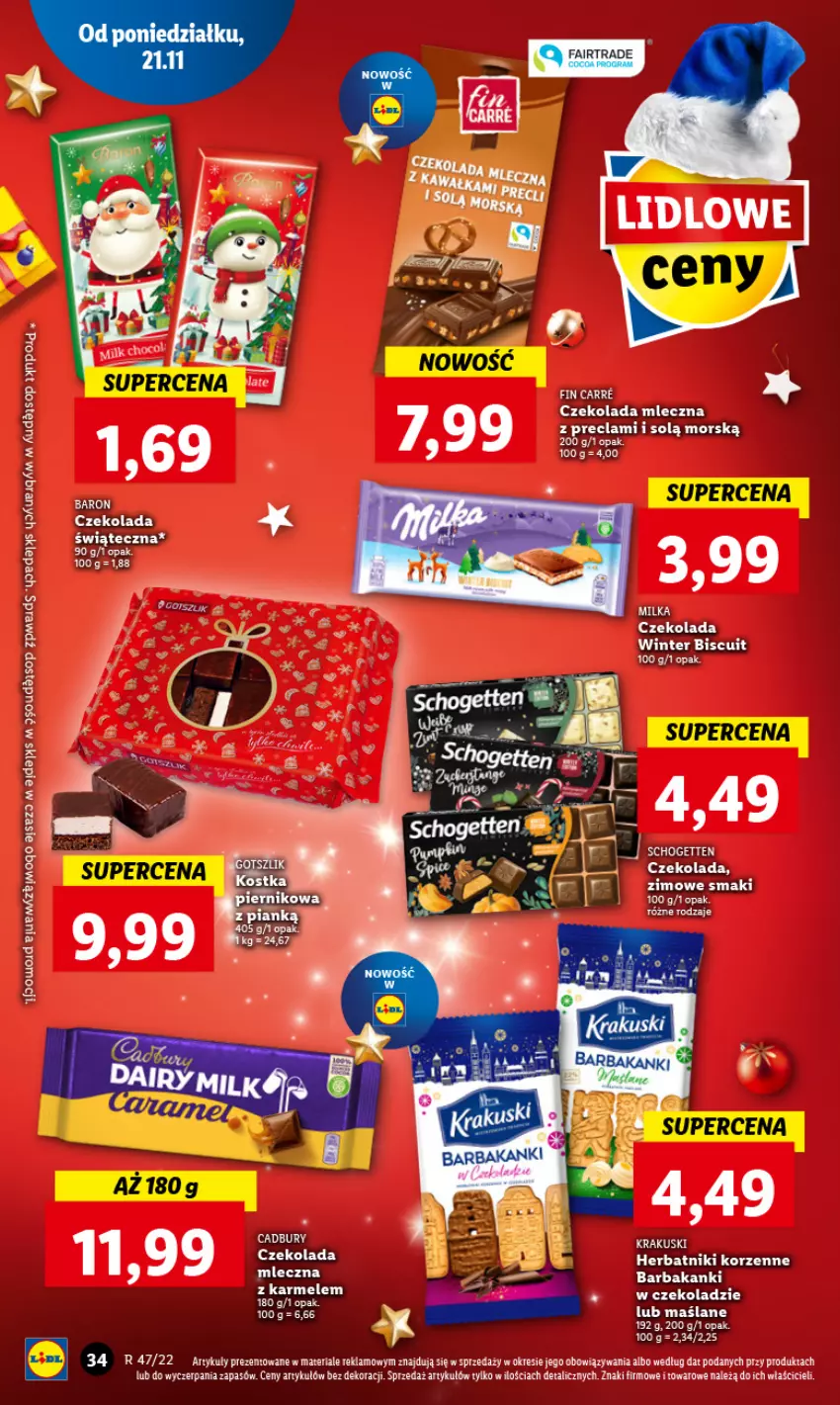 Gazetka promocyjna Lidl - GAZETKA - ważna 21.11 do 23.11.2022 - strona 38 - produkty: Czekolada, Czekolada mleczna, Herbatniki, Krakus, Krakuski, LG