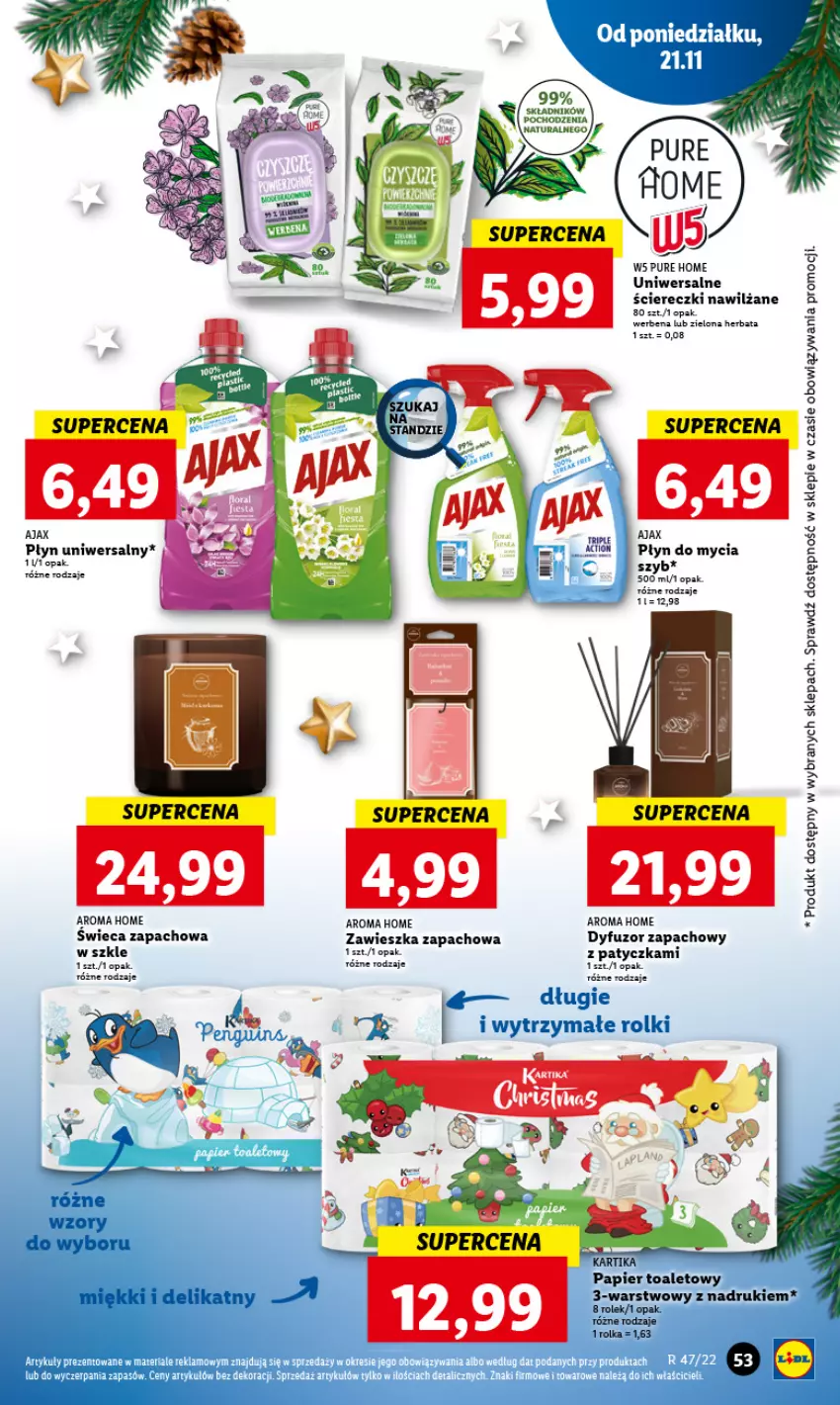 Gazetka promocyjna Lidl - GAZETKA - ważna 21.11 do 23.11.2022 - strona 57 - produkty: Ajax, Dyfuzor zapachowy, Herbata, Papier, Papier toaletowy, Płyn do mycia, Pur, Rolki