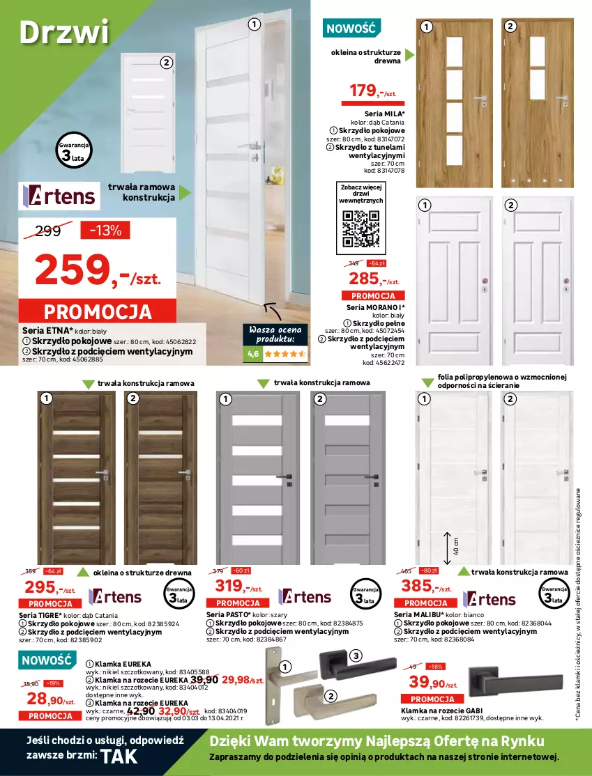 Gazetka promocyjna Leroy Merlin - Nowy ogród - ważna 24.03 do 13.04.2021 - strona 18 - produkty: Deska warstwowa, Drzwi, Klamka, Lakier, Malibu, Panel podłogowy, Panel winylowy, Por, Ser, Tunel