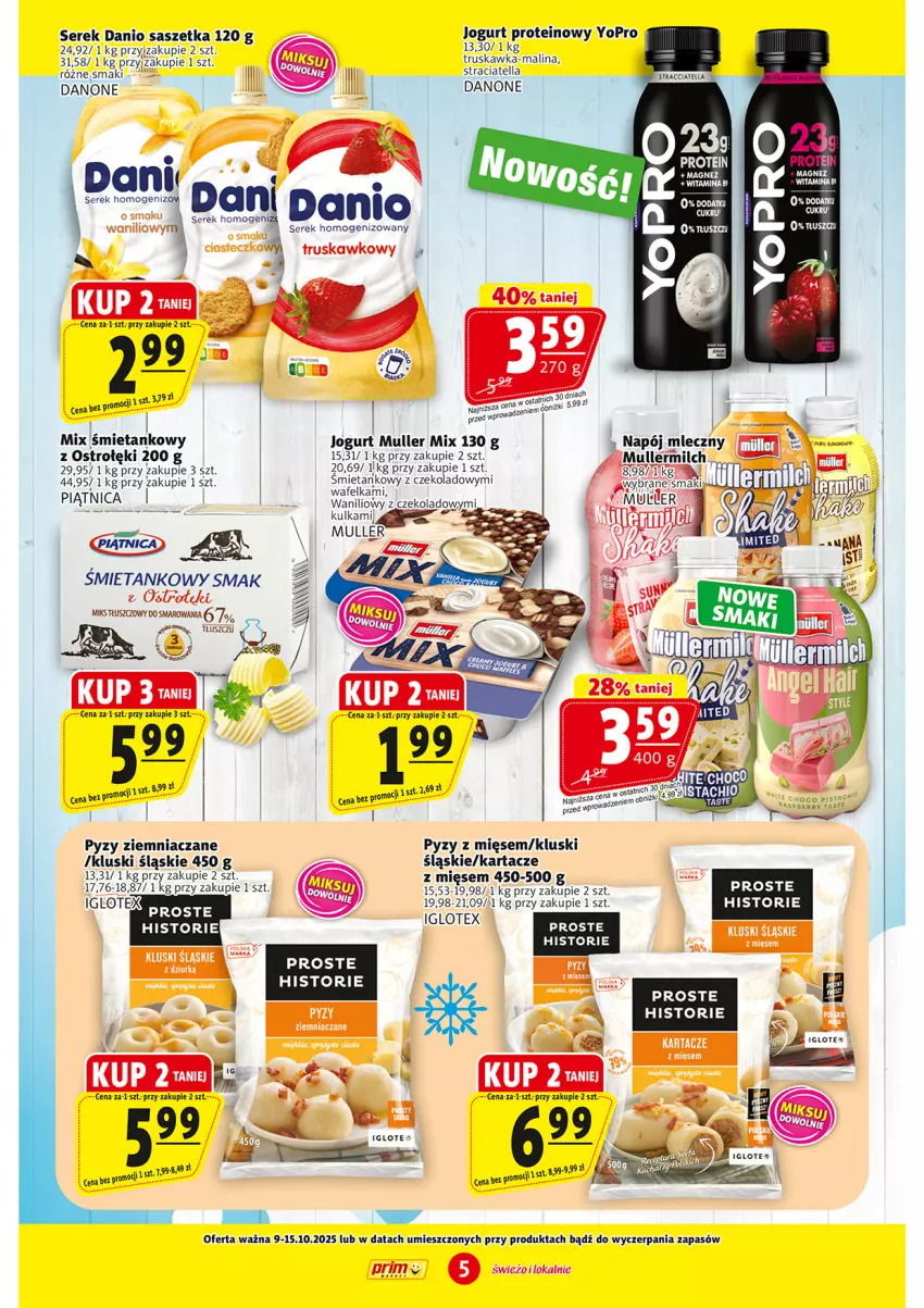 Gazetka promocyjna Prim Market - ważna 09.10 do 15.10.2025 - strona 5 - produkty: Danio, Danone, Gra, Jogurt, Magnez, Piątnica, Ser, Serek, Serek homogenizowany