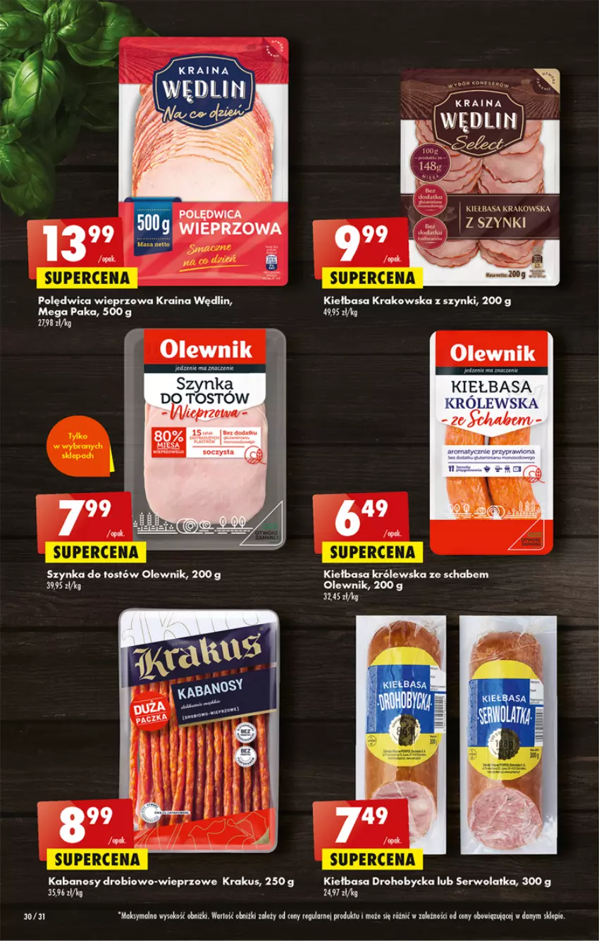 Gazetka promocyjna Biedronka - ważna 09.02 do 15.02.2023 - strona 30 - produkty: Kabanos, Kiełbasa, Kiełbasa krakowska, Krakus, Olewnik, Polędwica, Ser, Szynka