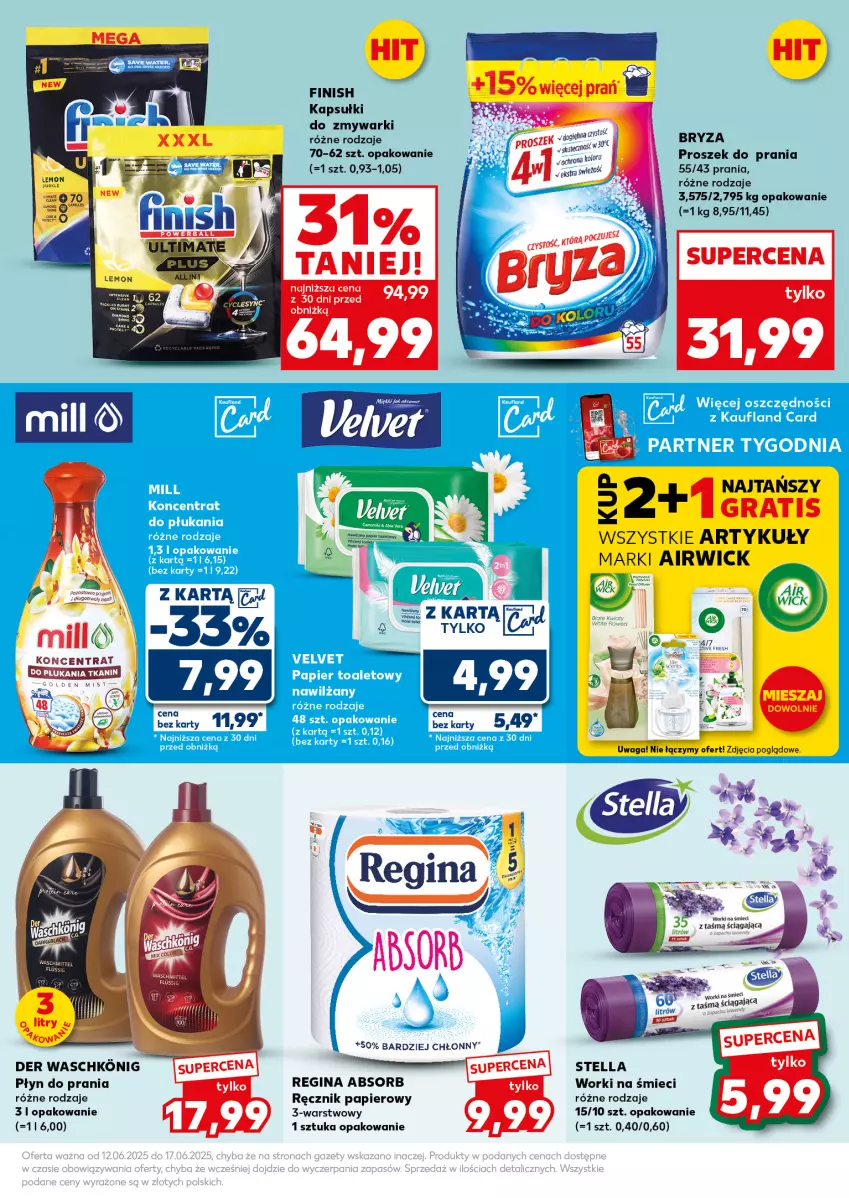 Gazetka promocyjna Kaufland - Mocny Start - ważna 16.06 do 17.06.2025 - strona 21 - produkty: Bryza, Finish, Gin, Gra, Papier, Piec, Płyn do prania, Proszek do prania, Ręcznik, Worki na śmiec, Worki na śmieci, Zmywarki