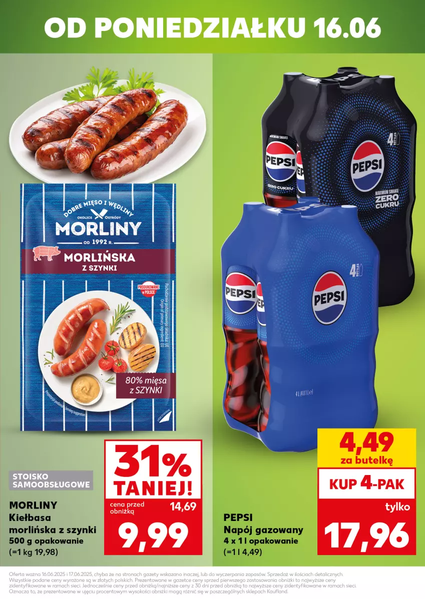 Gazetka promocyjna Kaufland - Mocny Start - ważna 16.06 do 17.06.2025 - strona 3 - produkty: Kiełbasa, Morliny, Napój, Napój gazowany, Pepsi