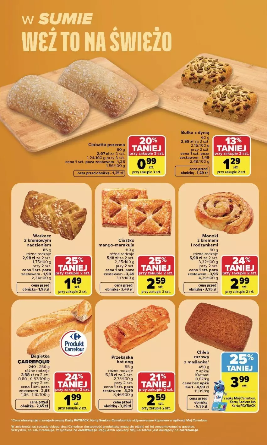 Gazetka promocyjna Carrefour - Gazetka Carrefour, Market w SUMIE weź to na świeżo - ważna 14.09 do 19.09.2026 - strona 5 - produkty: Bułka, Ciabatta, Dynią, Fa, Hot dog, Mango