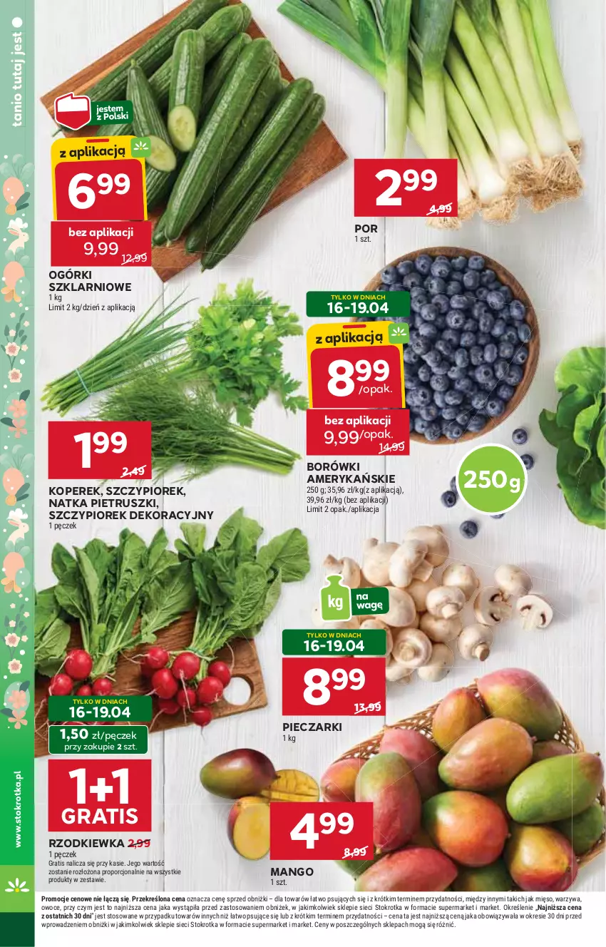 Gazetka promocyjna Stokrotka - Supermarket - ważna 16.04 do 22.04.2025 - strona 12 - produkty: Gra, Mango, Mięso, Natka pietruszki, Owoce, Piec, Por, Rzodkiewka, Warzywa