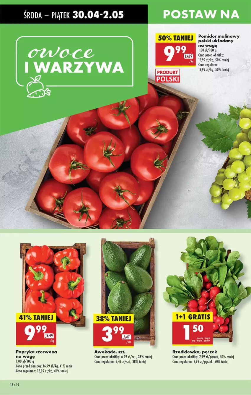 Gazetka promocyjna Biedronka - Od Środy - ważna 30.04 do 01.05.2025 - strona 22 - produkty: Gra, Papryka, Papryka czerwona, Pomidor malinowy, Rzodkiewka
