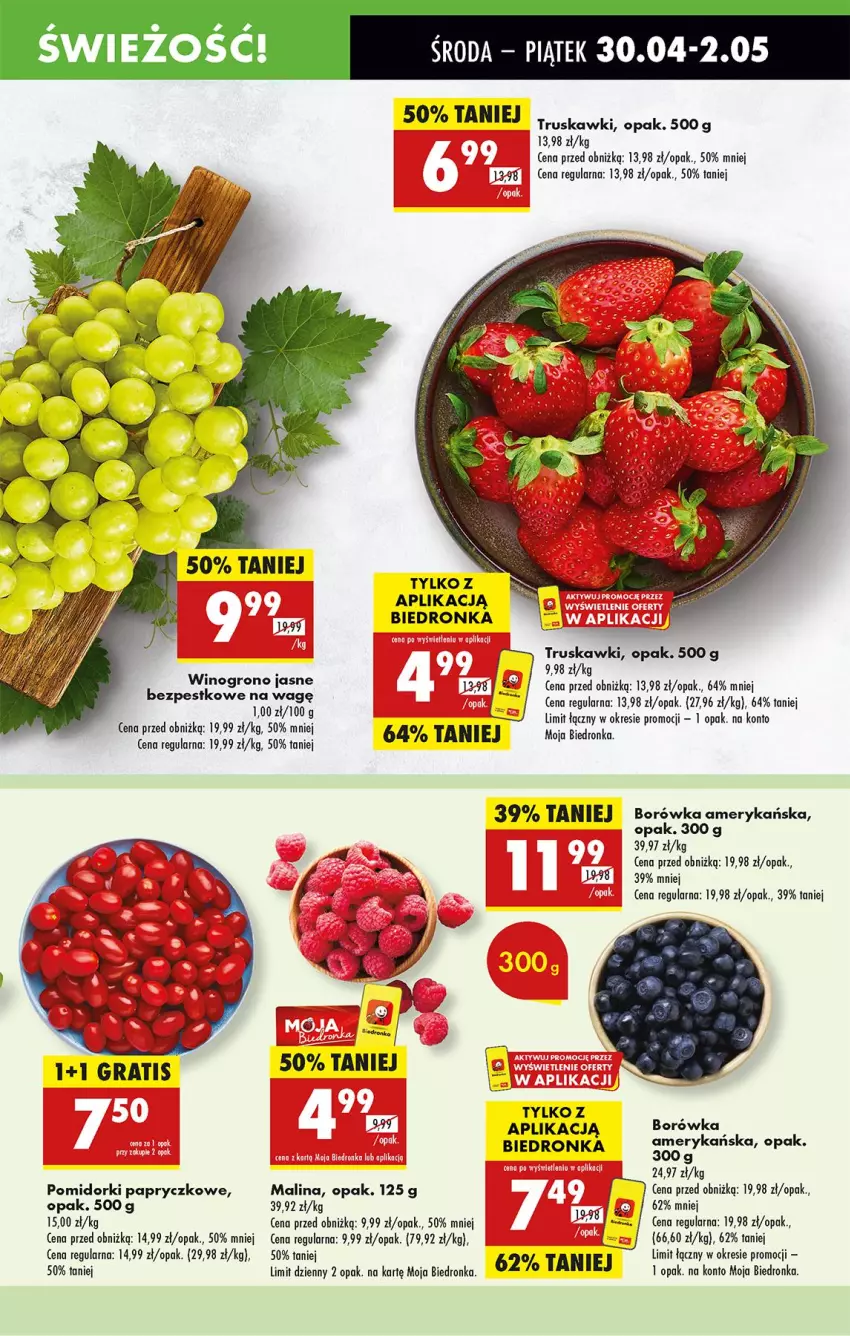 Gazetka promocyjna Biedronka - Od Środy - ważna 30.04 do 01.05.2025 - strona 23 - produkty: Borówka, Borówka amerykańska, Gra, Pomidorki, Por, Truskawki, Wino