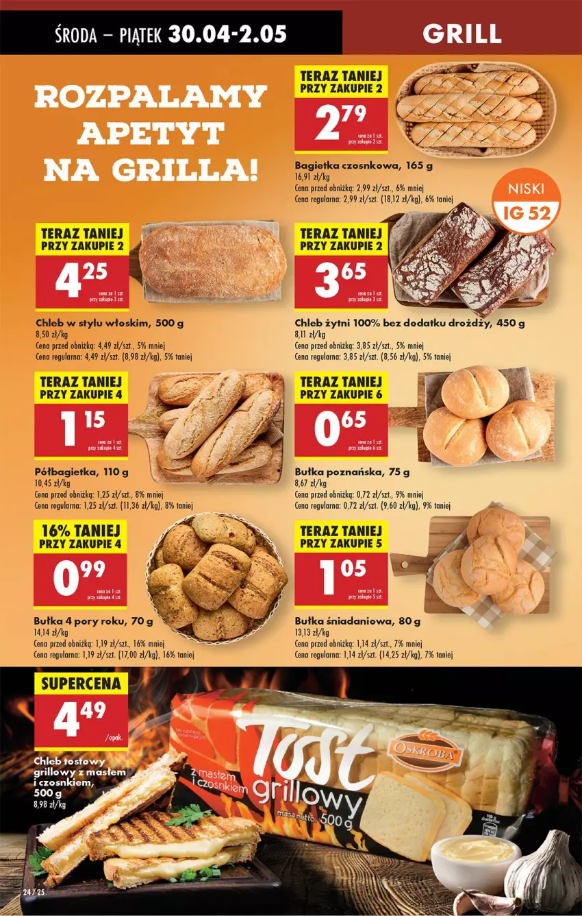Gazetka promocyjna Biedronka - Od Środy - ważna 30.04 do 01.05.2025 - strona 30 - produkty: Bagietka, Bagietka czosnkowa, Bułka, Chleb, Danio, Grill, Por, Tera
