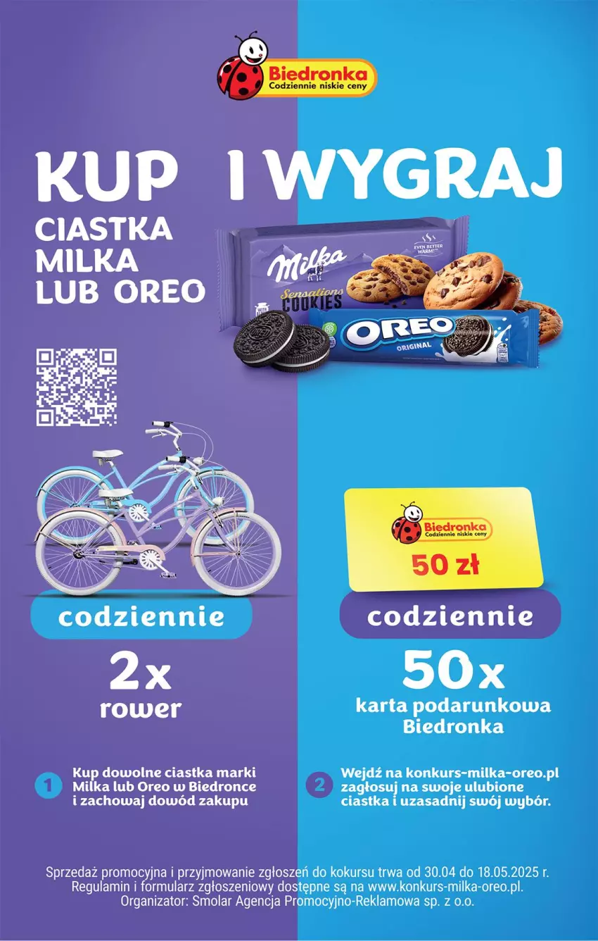 Gazetka promocyjna Biedronka - Od Środy - ważna 30.04 do 01.05.2025 - strona 49 - produkty: Ciastka, Gra, Milka, Mola, Oreo, Rower