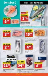 Gazetka promocyjna Biedronka - Od Środy - Gazetka - ważna od 01.05 do 01.05.2025 - strona 35 - produkty: Karmazyn tusza, Pstrąg tęczowy, Stek, Tusz, Mule, Pstrąg, Krewetki, Tuńczyk