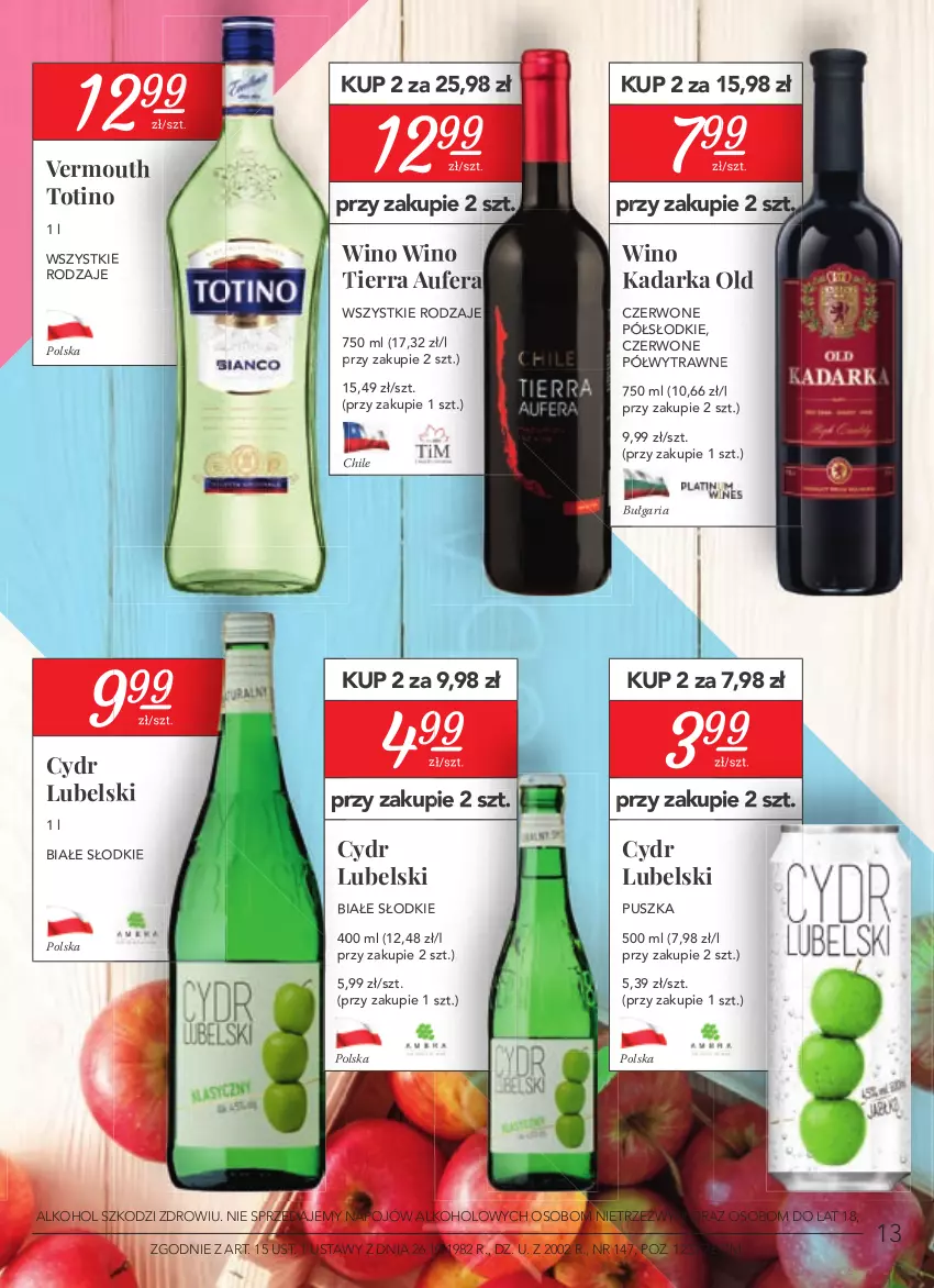 Gazetka promocyjna Stokrotka - Oferta alkoholowa - ważna 22.04 do 26.05.2021 - strona 13 - produkty: Vermouth, Wino