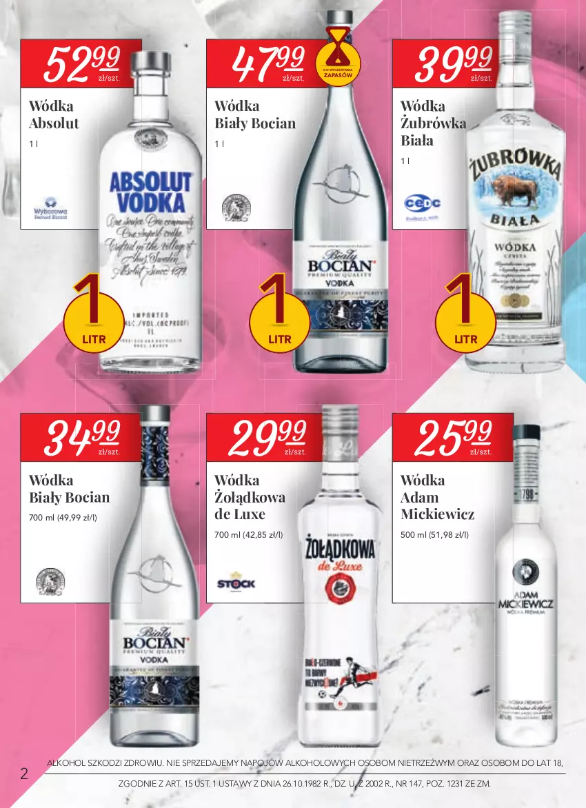 Gazetka promocyjna Stokrotka - Oferta alkoholowa - ważna 22.04 do 26.05.2021 - strona 2 - produkty: Absolut, Biały Bocian, Wódka