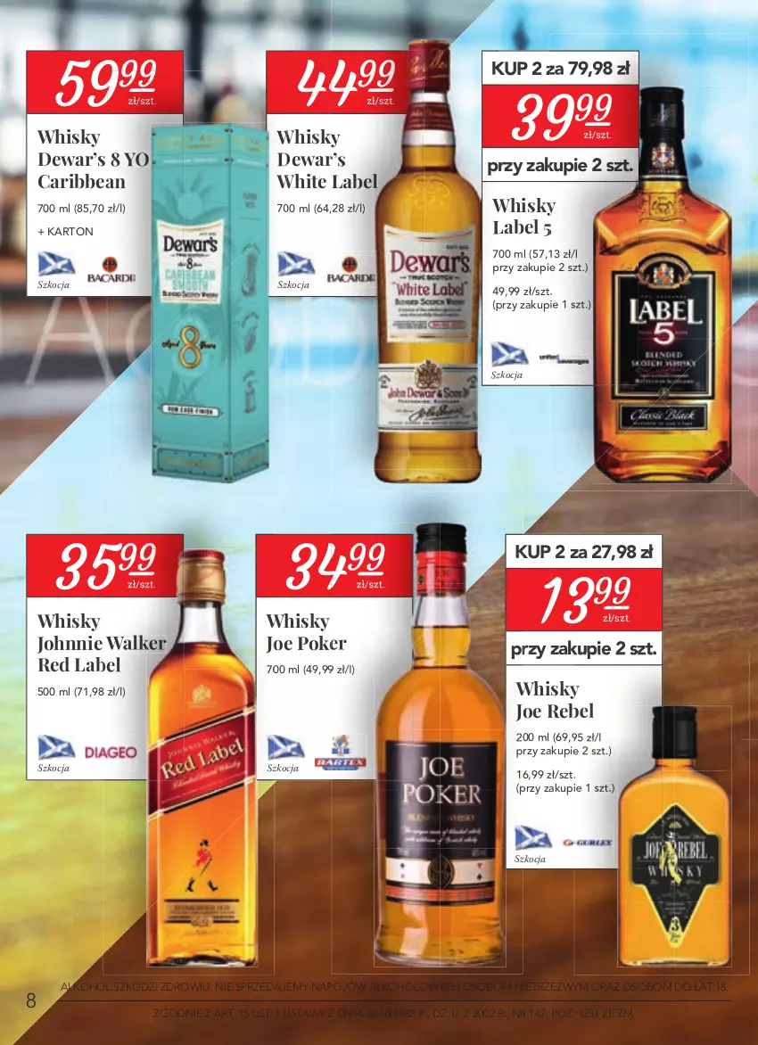 Gazetka promocyjna Stokrotka - Oferta alkoholowa - ważna 22.04 do 26.05.2021 - strona 8 - produkty: Johnnie Walker, Koc, Whisky