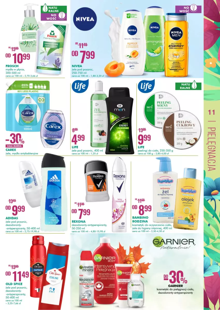 Gazetka promocyjna Super Pharm - Wiosenne porządki Wielkanoc - ważna 19.03 do 03.04.2021 - strona 11 - produkty: Adidas, Antyperspirant, Dezodorant, Frosch, Garnier, Kosmetyki do pielęgnacji, Peeling, Rexona