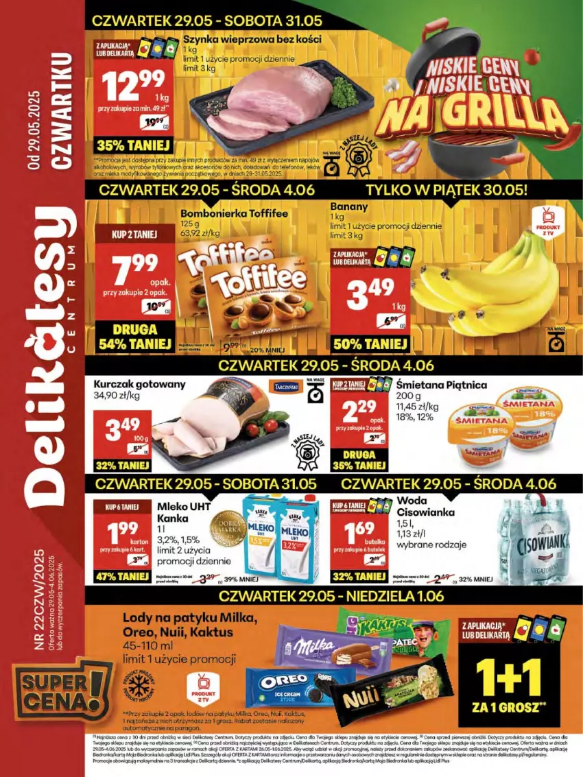 Gazetka promocyjna Delikatesy Centrum - Franczyza DC22 Czwartek - ważna 29.05 do 04.06.2025 - strona 1 - produkty: Cisowianka, Fa, Koc, Kurczak, Kurczak gotowany, Mleko, Piątnica, Rama, Rum, Tran
