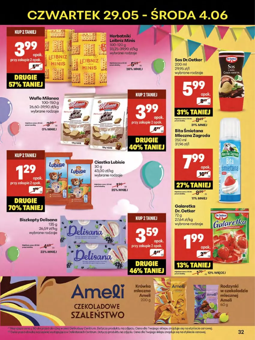 Gazetka promocyjna Delikatesy Centrum - Franczyza DC22 Czwartek - ważna 29.05 do 04.06.2025 - strona 32 - produkty: Biszkopty, Ciastka, Dr. Oetker, Gala, Galaretka, Isana, Lubisie, Por, Rodzynki, Rum, Sos, Szal, Wafle