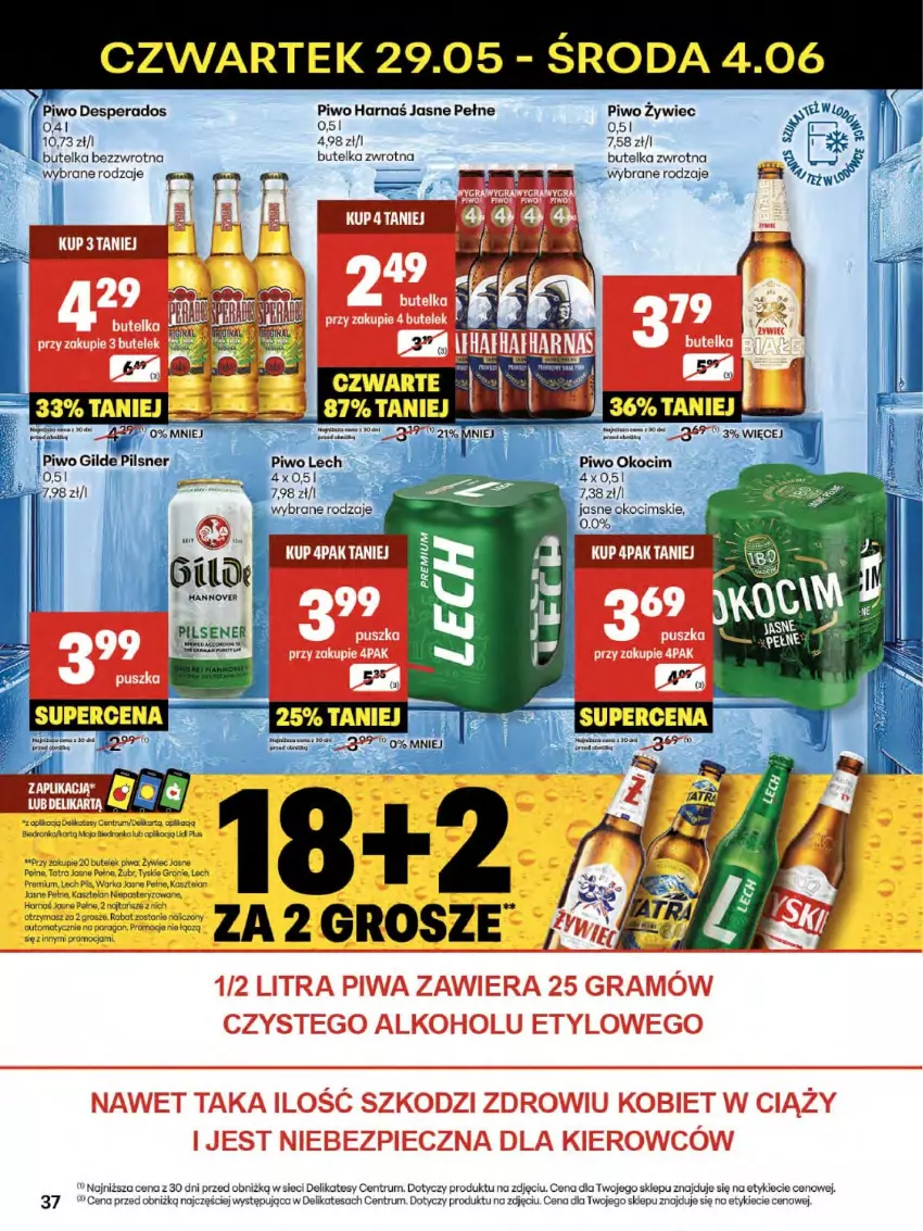 Gazetka promocyjna Delikatesy Centrum - Franczyza DC22 Czwartek - ważna 29.05 do 04.06.2025 - strona 37 - produkty: Harnaś, Kasztelan, Koc, Lech Premium, Piwa, Piwo, Rum, Tatra, Tyskie, Warka