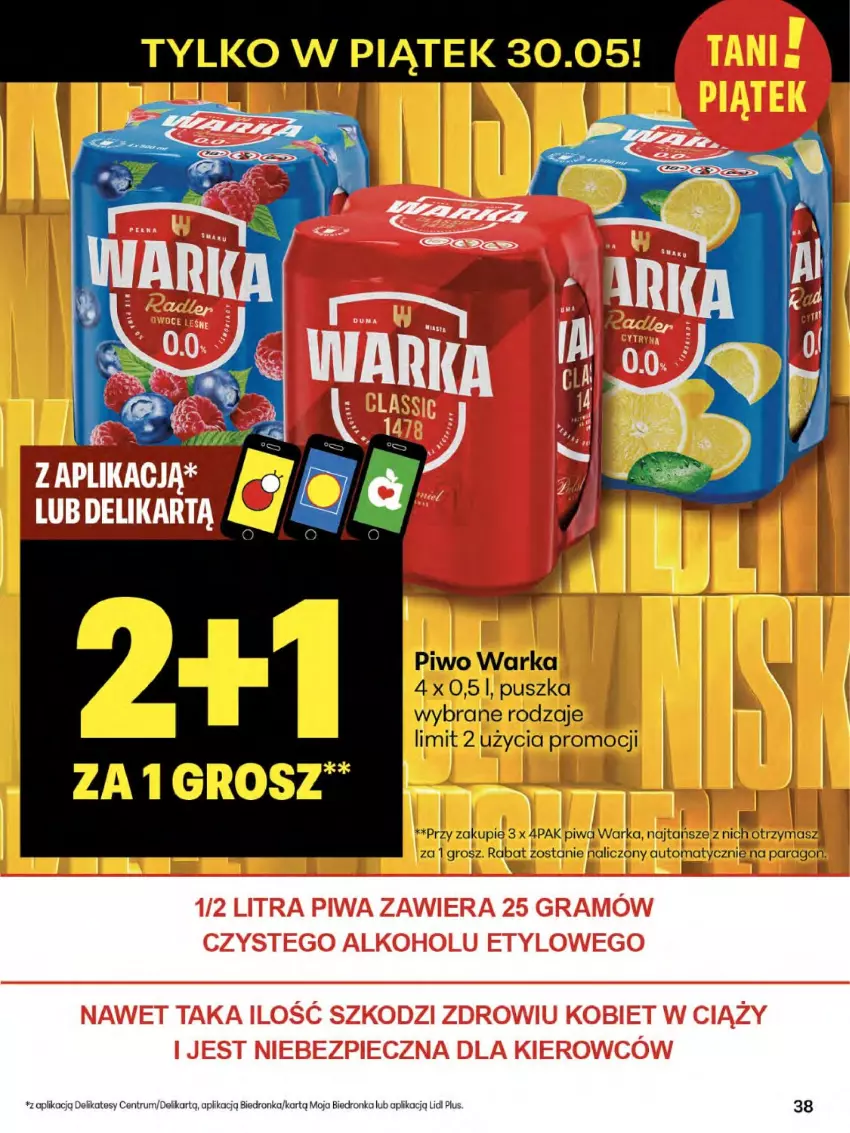 Gazetka promocyjna Delikatesy Centrum - Franczyza DC22 Czwartek - ważna 29.05 do 04.06.2025 - strona 38 - produkty: Piwo, Rum, Warka