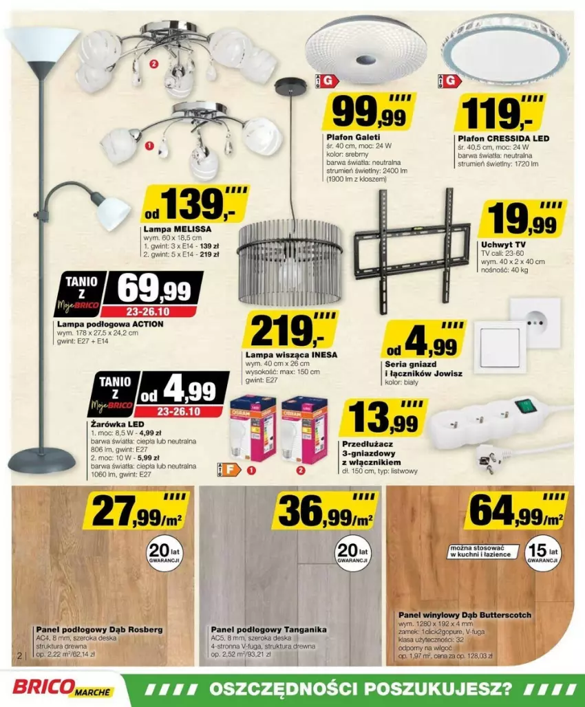 Gazetka promocyjna Bricomarche - ważna 23.10 do 02.11.2024 - strona 2 - produkty: Gres, Lampa, Lampa podłogowa, Lampa wisząca, LG, Panel winylowy, Plafon, Por, Rum, Ser, Sok