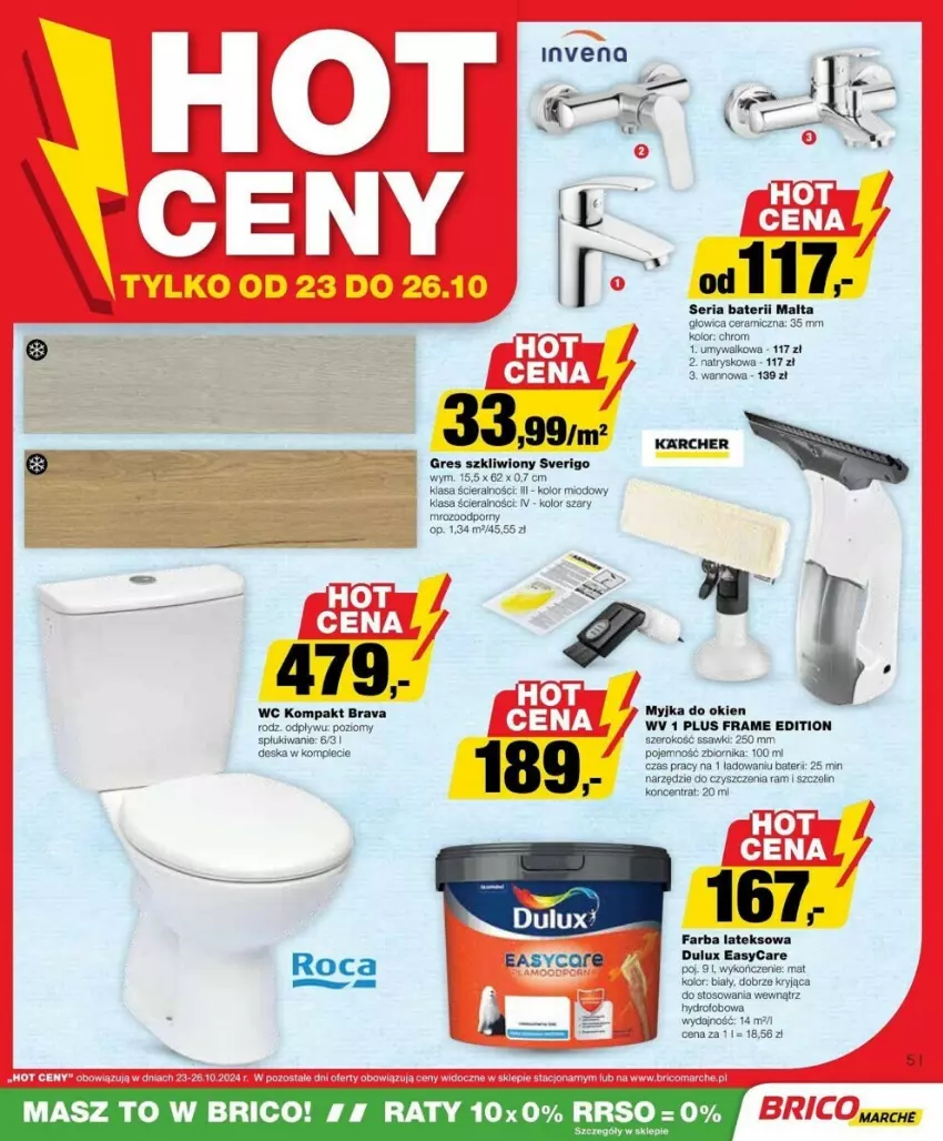 Gazetka promocyjna Bricomarche - ważna 23.10 do 02.11.2024 - strona 5 - produkty: Dulux, Fa, Farba lateksowa, Gres, Gres szkliwiony, Myjka do okien, Por, Ser