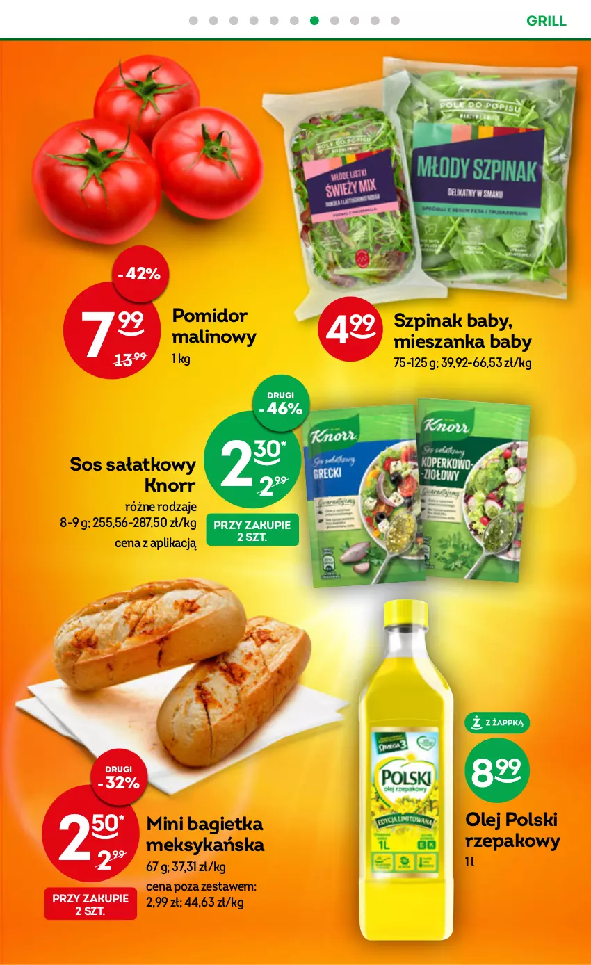 Gazetka promocyjna Żabka - ważna 21.06 do 04.07.2023 - strona 33 - produkty: Bagietka, Grill, Knorr, Olej, Pomidor malinowy, Sałat, Sos, Szpinak